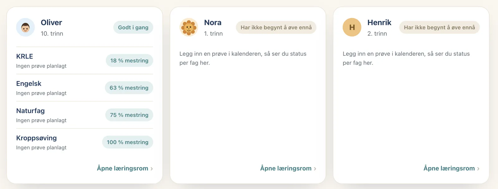 Rolig oversikt for foreldre: Foreldreportal i Lekselos
